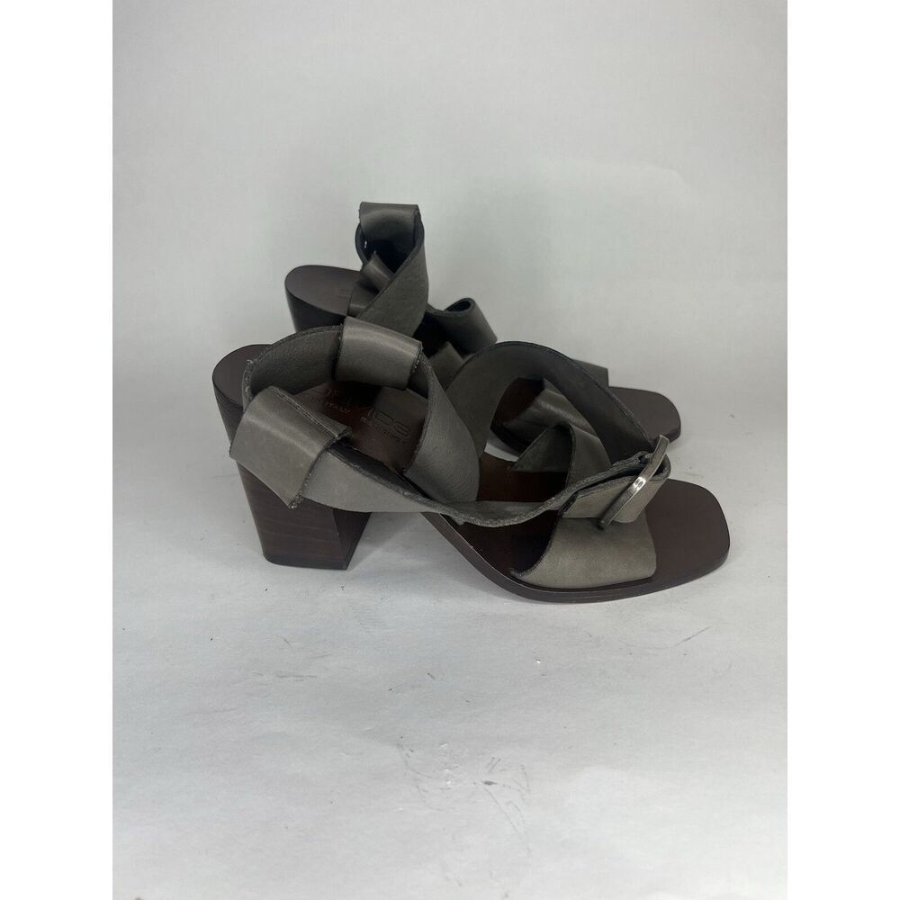 Boemos Sandals Women Size 37 US 7 Gray Leather Sling Back
